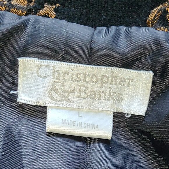 Christopher & Banks Gold & Black Tapestry Jacket – Size L - Picture 9 of 10